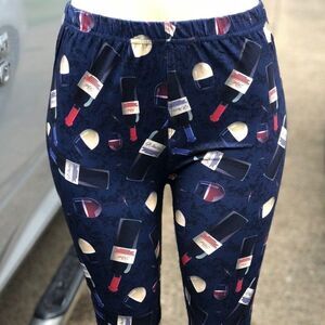 Wine Bottles Glasses  Adult Leggings…